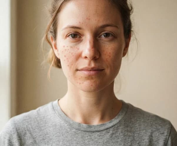 The same face on day one, with a breakout across the cheeks and chin